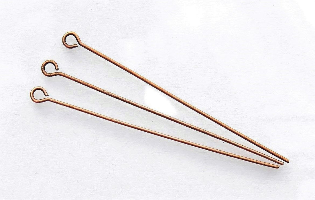 50x0.70mm Antique Copper Finish Metal Eyepins - 22 Gauge - Qty 50 (EYP04) - Beads and Babble