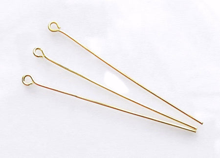 50x0.70mm Gold Finish Metal Eyepins - 22 Gauge - Qty 50 (EYP02) - Beads and Babble