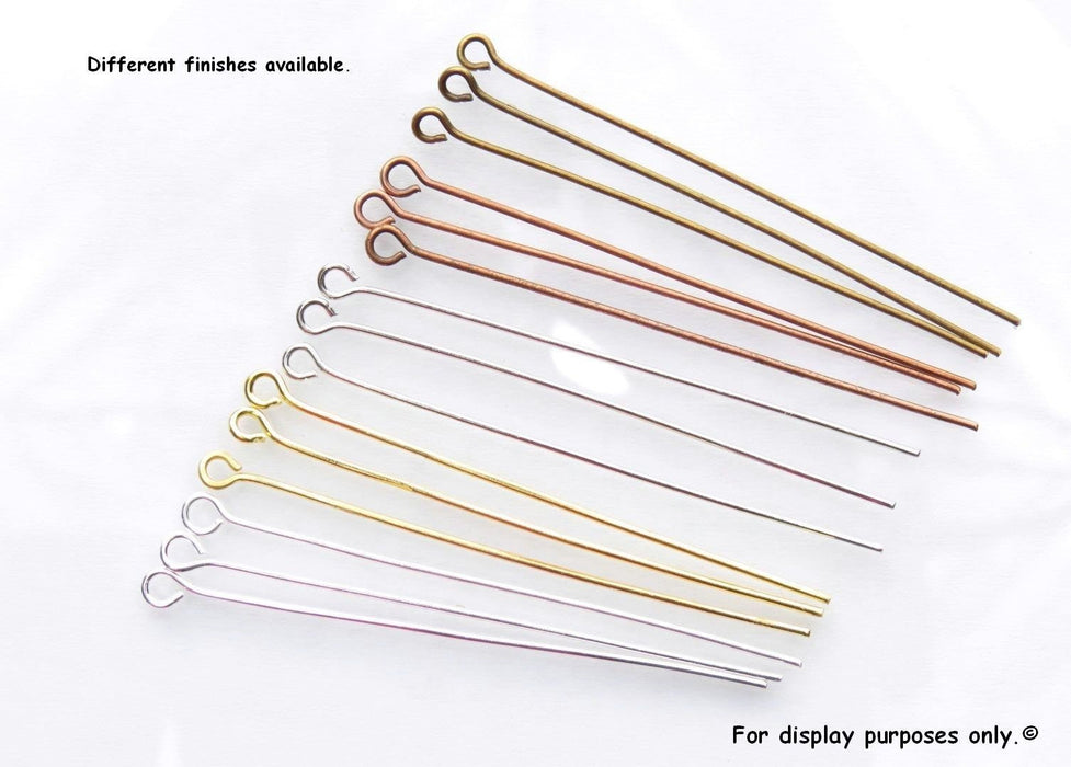 50x0.70mm Platinum Finish Metal Eyepins - 22 Gauge - Qty 50 (EYP03) - Beads and Babble