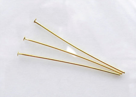 50x0.80mm Gold Finish Metal Headpins - 21 Gauge - Qty 50 (HDP02) - Beads and Babble