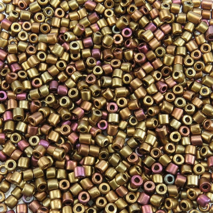 5.7mm Silky Gold Iris Czech Glass Tube Beads 20 Grams (TT2) - Beads and Babble
