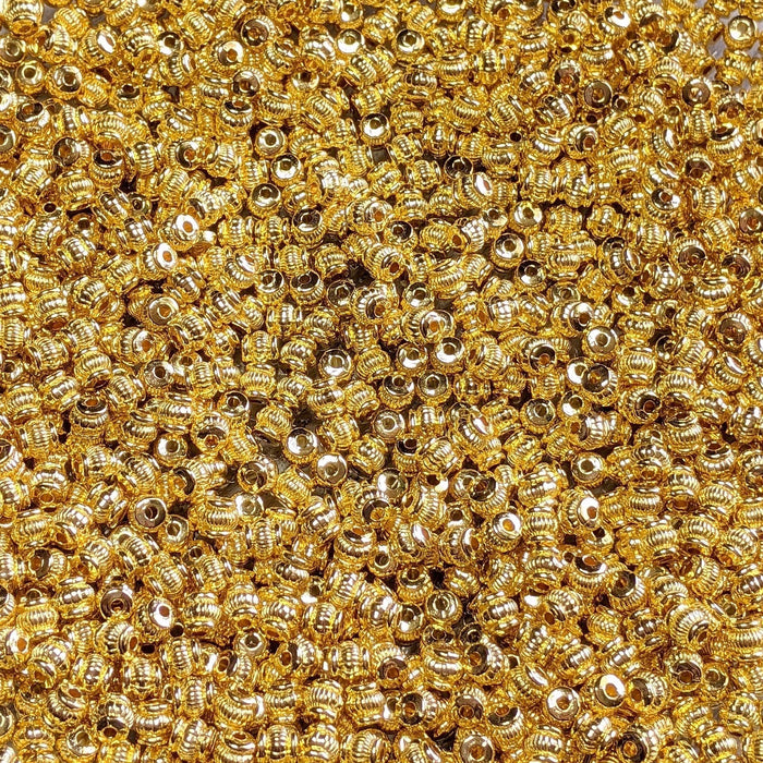 5mm Gold Alloy Metal Textured Barrel Spacer Beads - Qty 50 (MB107) - Beads and Babble