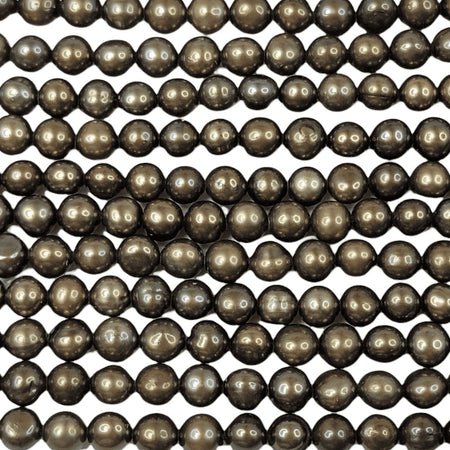 5mm Gold Green Cultured Freshwater Off Round Pearl Beads - 16 Inch Strand (PRL18) - Beads and Babble