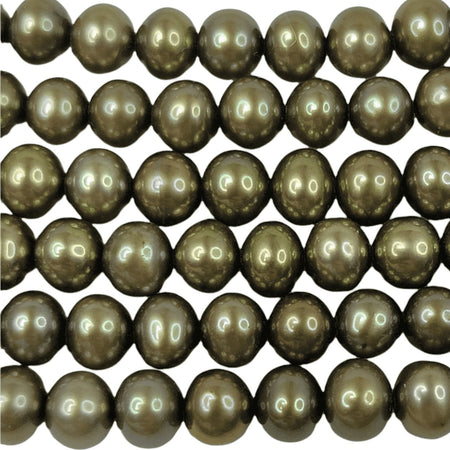5mm Golden Light Olive Cultured Freshwater Off Round Pearl Beads - 16 Inch Strand (PRL20) - Beads and Babble