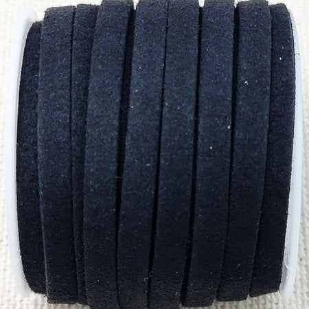 5mm Soft Pliable Black Faux Suede Cord/Lace/Lacing - Sold by the Foot - (5FSC04) - Beads and Babble