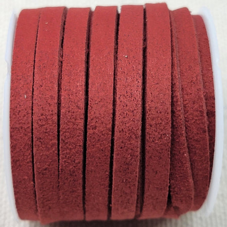 5mm Soft Pliable Dark Red Faux Suede Cord/Lace/Lacing - Sold by the Foot - (5FSC06) - Beads and Babble