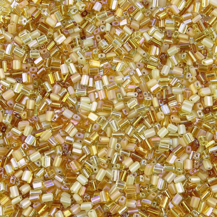 5x3.5mm Gold & Topaz Mix Czech Glass Baby Pillow Beads 15 Grams (PB08) SE - Beads and Babble