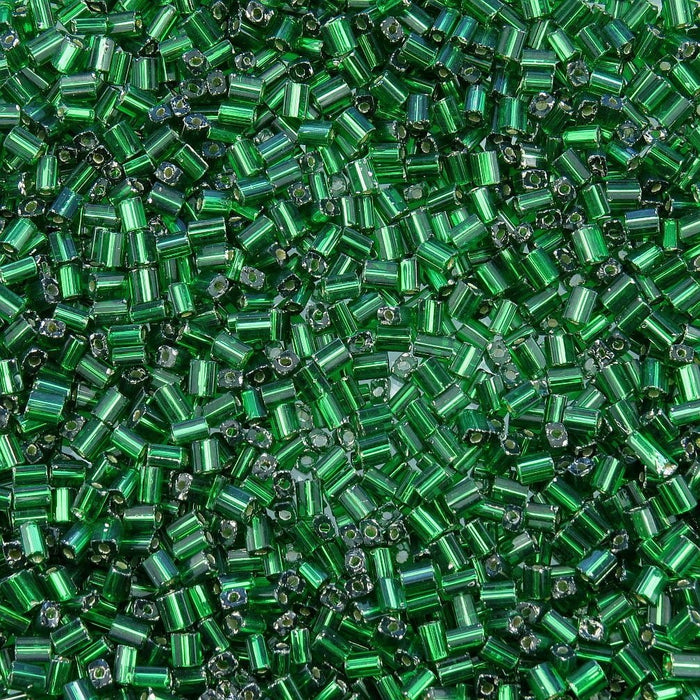 5x3.5mm Transparent Dark Green Silver Lined Czech Glass Baby Pillow Beads 15 Grams (PB67) SE - Beads and Babble