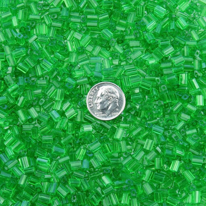 5x3.5mm Transparent Green Czech Glass Baby Pillow Beads 15 Grams (PB52) SE - Beads and Babble