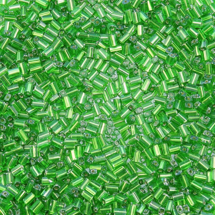 5x3.5mm Transparent Medium Green Silver Lined Czech Glass Baby Pillow Beads 15 Grams (PB66) - Beads and Babble