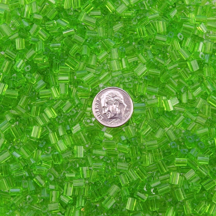 5x3.5mm Transparent Olive Green Czech Glass Baby Pillow Beads 15 Grams (PB51) SE - Beads and Babble