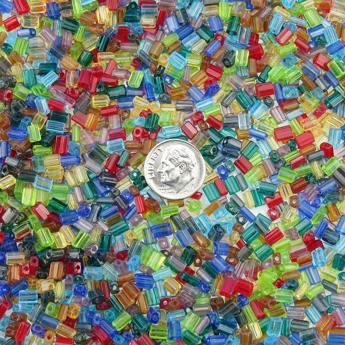 5x3.5mm Transparent Rainbow Mix Czech Glass Baby Pillow Beads 15 Grams (PB03) SE - Beads and Babble