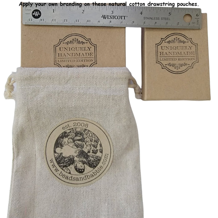5x4.5 Inch Natural Cotton Drawstring Pouches - Qty 10 (PACK01) - Beads and Babble
