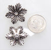 6 Petal 21x19x4mm Antique Silver Alloy Metal Flower Beads, Button Closures, Bead Caps Jewelry Component - Qty 6 (MB335) - Beads and Babble