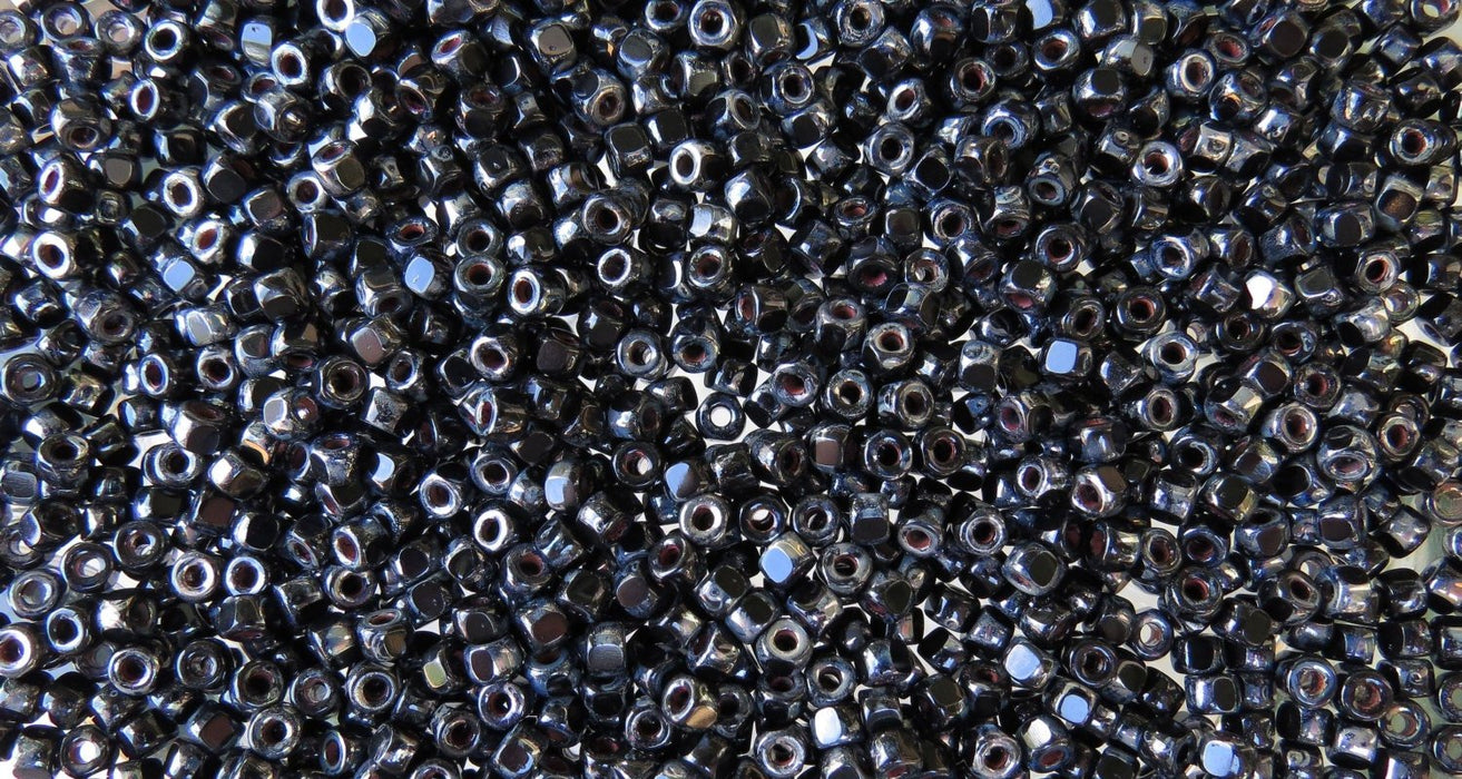 6/0 (1.6mm hole) Opaque Midnight Picasso Czech MATUBO Pressed Glass Seed Beads 10 Grams (6MAT2) - Beads and Babble