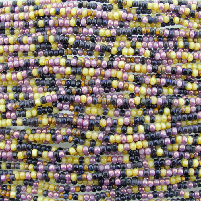 6/0 3 Cut Metallic Purple Rain & Picasso Mix Czech Glass Seed Beads - 20 Inch Strand (6CUT12) - Beads and Babble