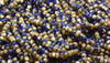 6/0 3 Cut Opaque 2 Tone Blue and White Striped Picasso Czech Glass Seed Bead Strand (6CUT6) - Beads and Babble