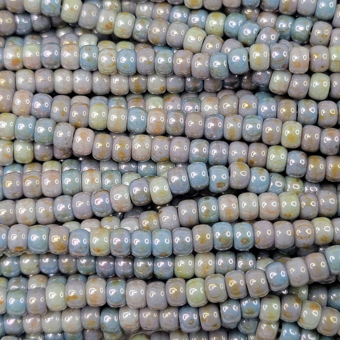 6/0 Aged Alabaster Picasso Mix Czech Glass Seed Beads - 20 Inch Strand (BW54) - Beads and Babble