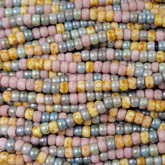 6/0 Aged Pink Medley Picasso Mix Czech Glass Seed Beads - 20 Inch Strand (BW52) - Beads and Babble