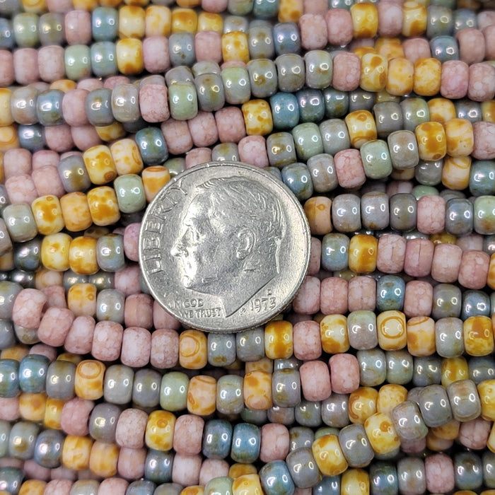 6/0 Aged Pink Medley Picasso Mix Czech Glass Seed Beads - 20 Inch Strand (BW52) - Beads and Babble