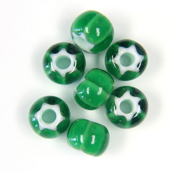 6/0 Green Cornelian Star Czech Glass Seed Bead Strand (6BW195) - Beads and BabbleBeads