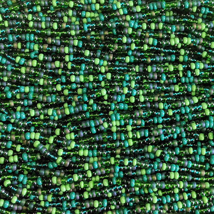 6/0 Green Glory Mix Czech Glass Seed Bead Strand (6BW182) - Beads and Babble