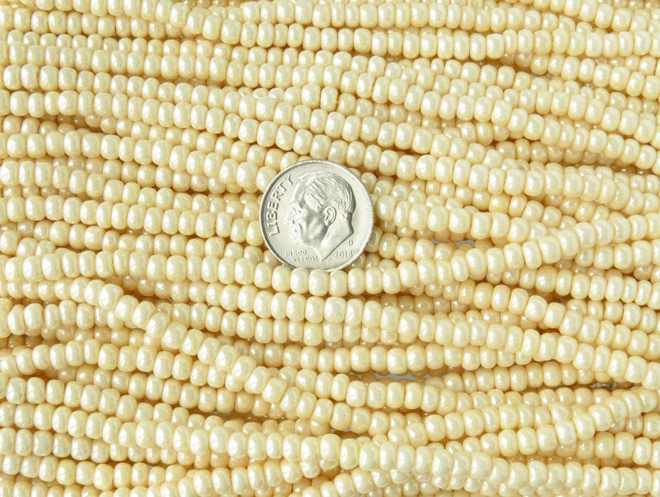 6/0 Light Ivory Pearl Czech Glass Seed Bead Strand (CW150) - Beads and Babble