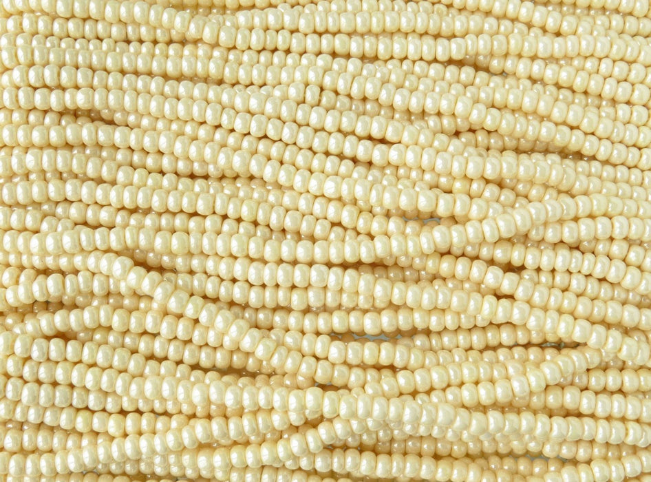 6/0 Light Ivory Pearl Czech Glass Seed Bead Strand (CW150) - Beads and Babble