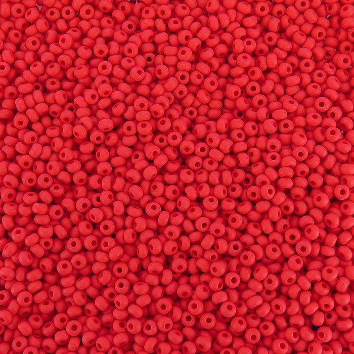 6/0 Matte Opaque Light Red Czech Glass Seed Beads 20 Grams (6CS315) - Beads and Babble