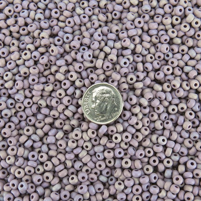 6/0 Matte Opaque Mauve AB Czech Glass Seed Beads 20 Grams (6CS310) - Beads and Babble