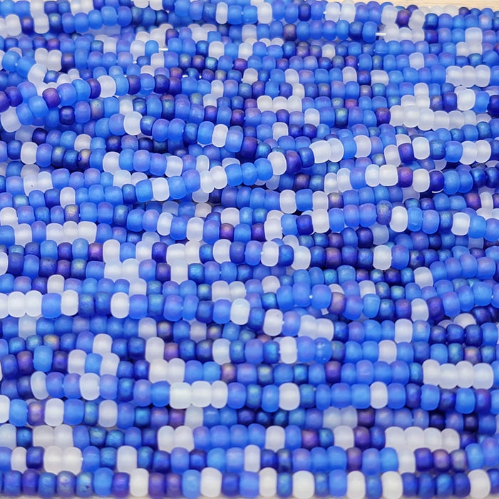 6/0 Matte Transparent Blue Ice AB Mix Czech Glass Seed Bead Strand (6CW259) - Beads and BabbleBeads