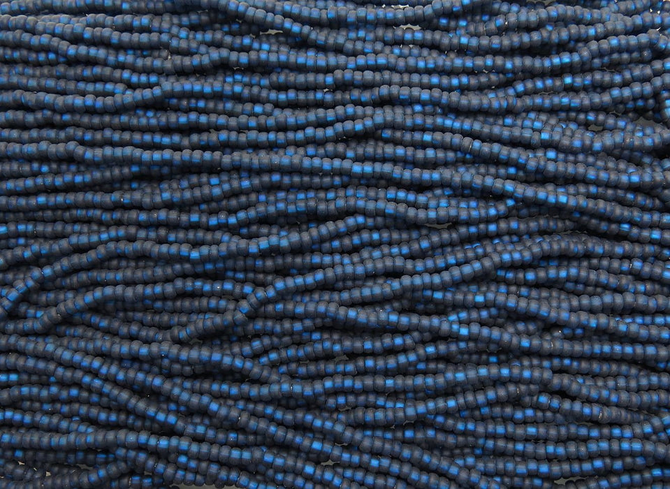 6/0 Matte Transparent Montana Blue Silver-lined Czech Glass Seed Bead Strand (CW184) - Beads and Babble
