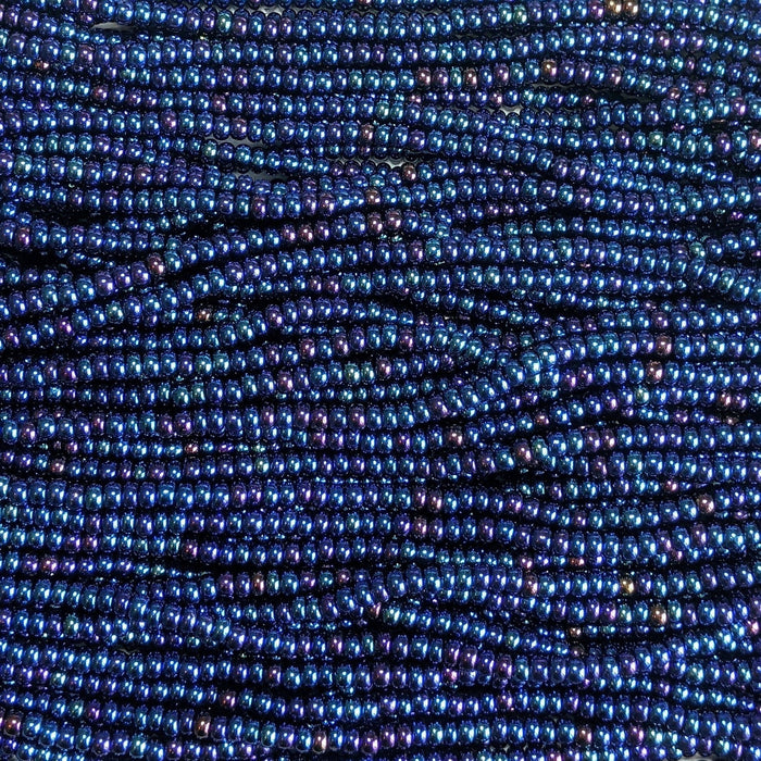 6/0 Metallic Blue Iris Czech Glass Seed Bead Strand (6BW175) - Beads and Babble