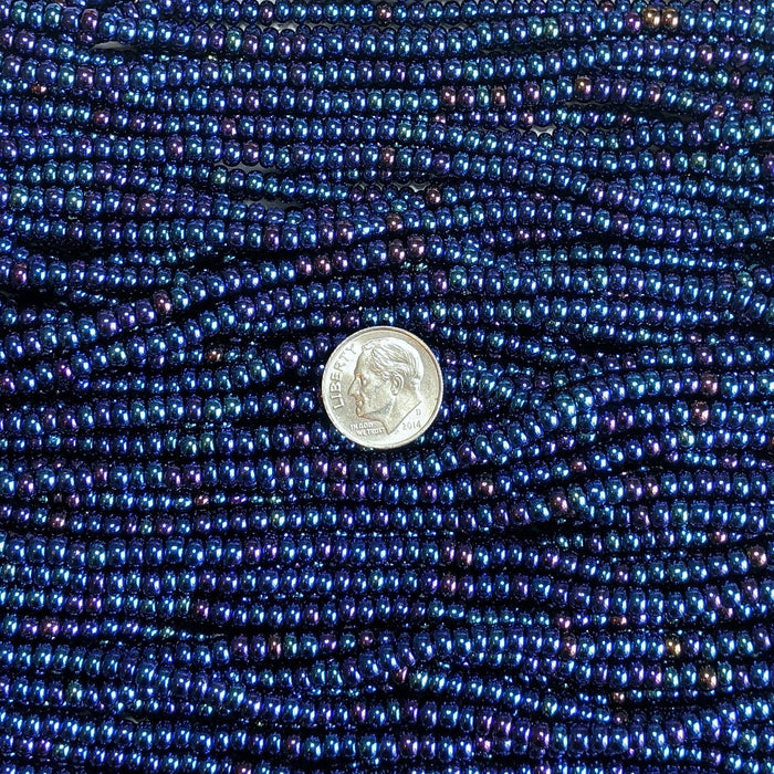 6/0 Metallic Blue Iris Czech Glass Seed Bead Strand (6BW175) - Beads and Babble