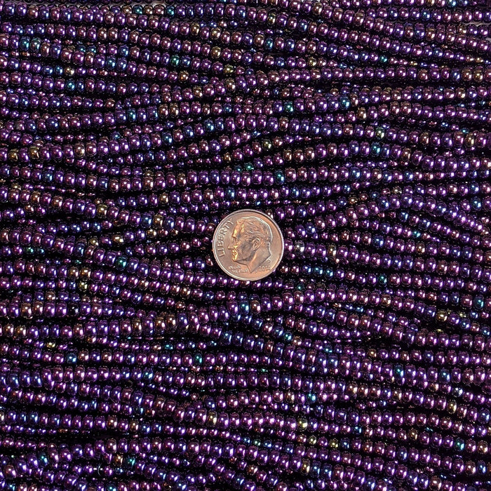6/0 Metallic Purple Iris Czech Glass Seed Bead Strand (6BW173) - Beads and Babble
