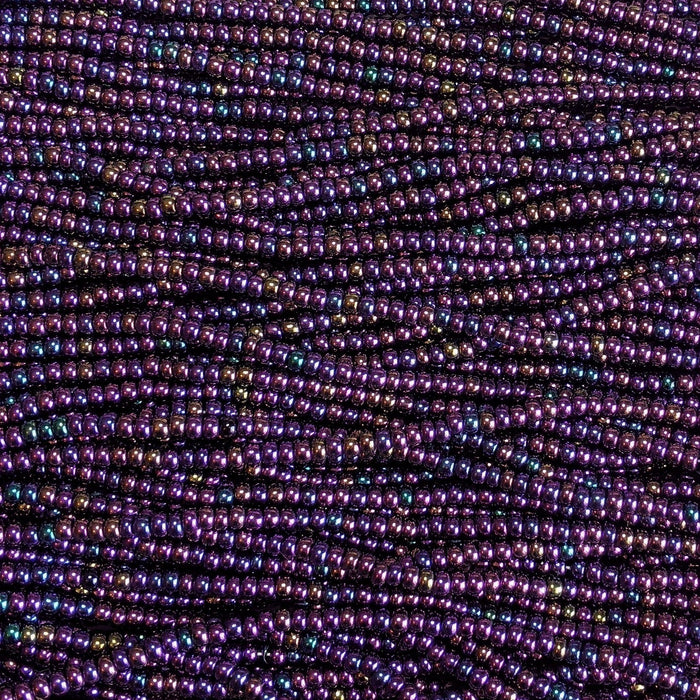 6/0 Metallic Purple Iris Czech Glass Seed Bead Strand (6BW173) - Beads and Babble