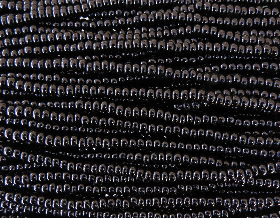 6/0 Opaque Black Czech Glass Seed Bead Strand (CW96) SE - Beads and Babble