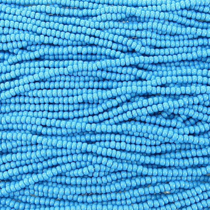 6/0 Opaque Dark Blue Turquoise Czech Glass Seed Bead Strand (CW169) SE - Beads and Babble