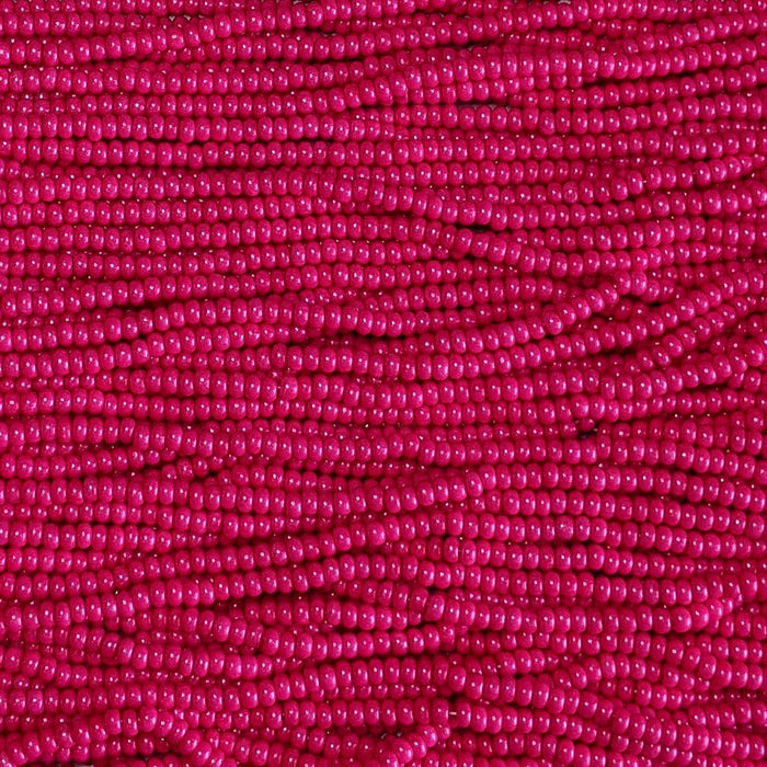 6/0 Opaque Dark Pink Terra Intensive Coated Czech Glass Seed Bead Strand (6BW169) - Beads and Babble