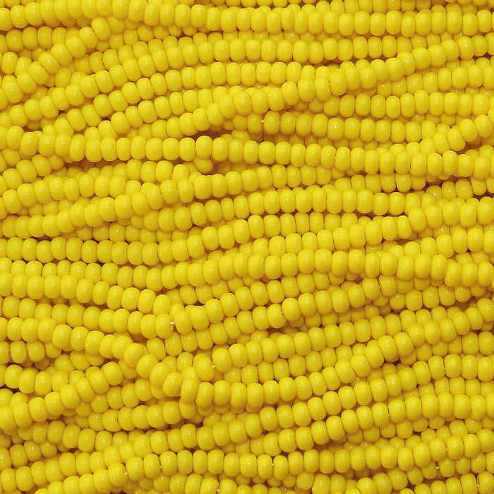 6/0 Opaque Dark Yellow Czech Glass Seed Bead Strand (CW104) - Beads and Babble