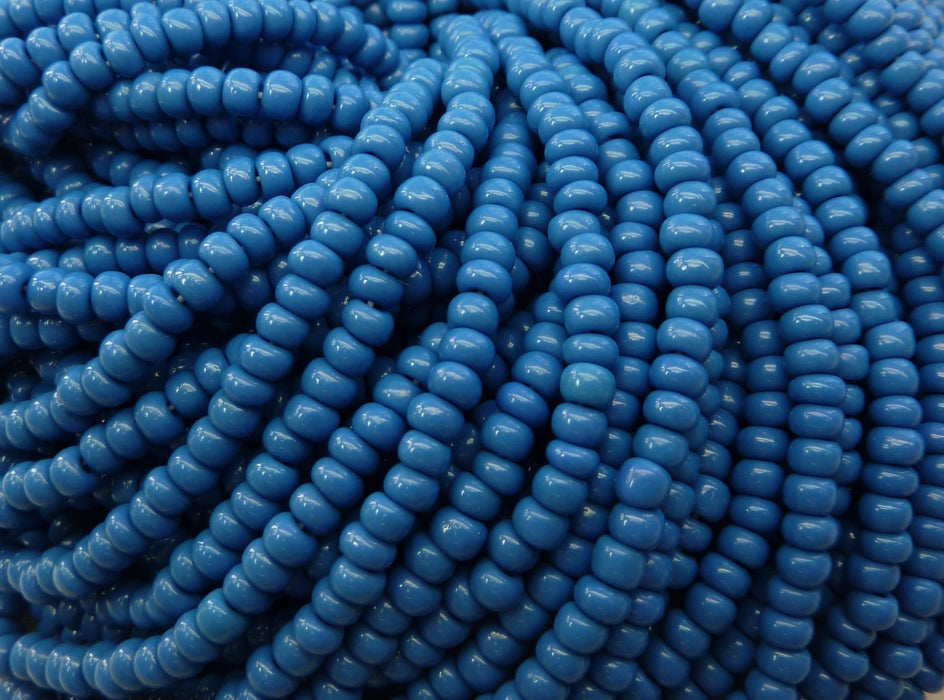 6/0 Opaque Denim Blue Czech Glass Seed Bead Strand (CW116) - Beads and Babble