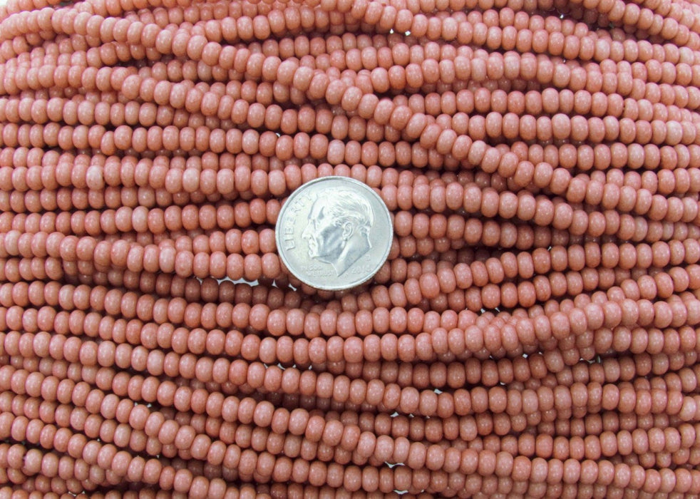 6/0 Opaque Dusty Rose Terra Colorfast Czech Glass Seed Bead Strand (CW217) SE - Beads and Babble