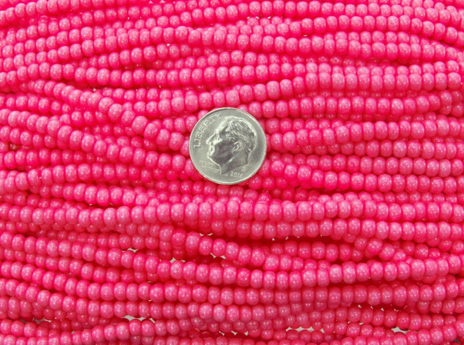 6/0 Opaque Hot Pink Pearl Terra Colorfast Czech Glass Seed Bead Strand (CW215) SE - Beads and Babble