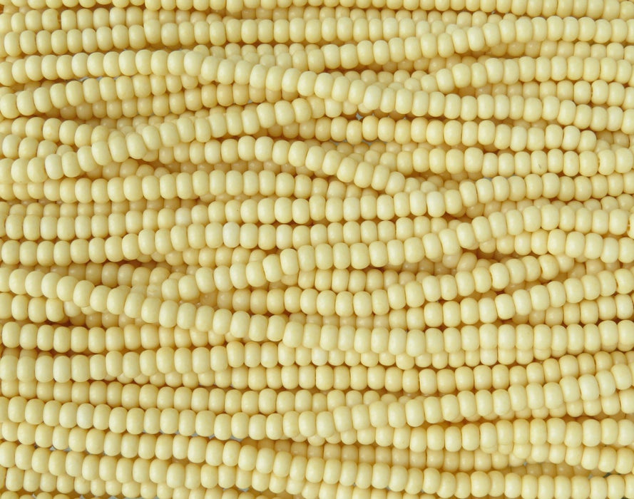 6/0 Opaque Ivory Czech Glass Seed Bead Strand (CW100) - Beads and Babble