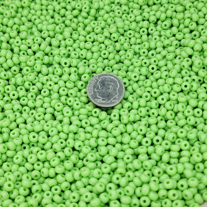 6/0 Opaque Kiwi Green Czech Glass Seed Beads 20 Grams (6CS437) - Beads and BabbleBeads