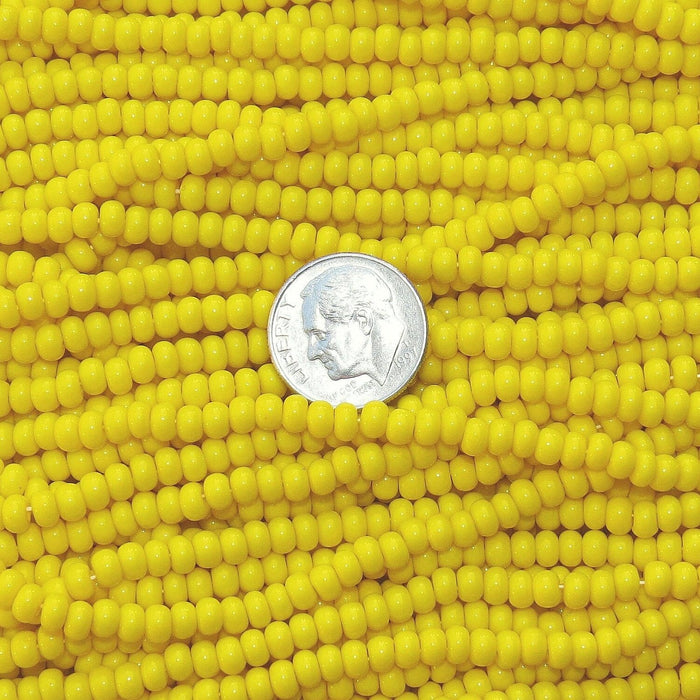 6/0 Opaque Light Yellow Czech Glass Seed Bead Strand (CW102) SE - Beads and Babble