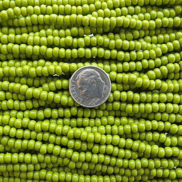 6/0 Opaque Olive Jade Czech Glass Seed Bead Strand (CW108) - Beads and Babble