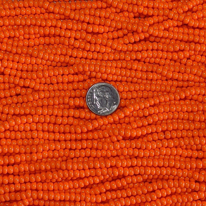 6/0 Opaque Orange Czech Glass Seed Bead Strand (CW106) - Beads and Babble