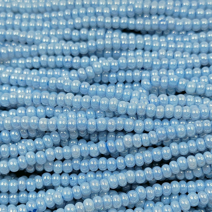 6/0 Opaque Pastel Blue Ceylon Czech Glass Seed Bead Strand (6BW170) - Beads and BabbleBeads