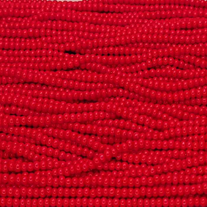 6/0 Opaque Red Terra Intensive Coated Czech Glass Seed Bead Strand (6BW216) - Beads and BabbleBeads